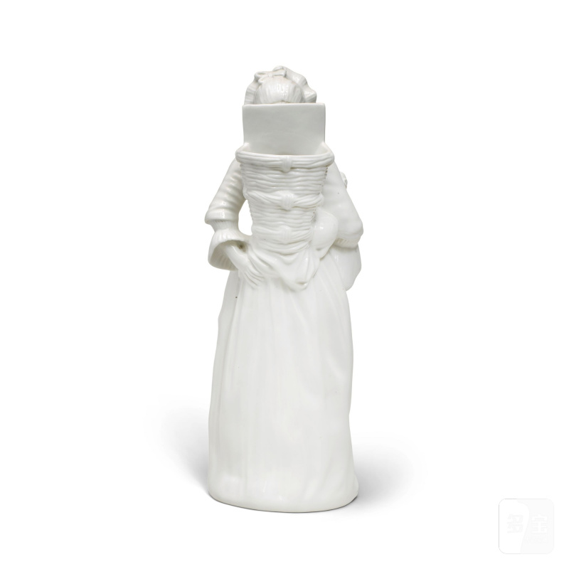 A Chantilly white figure of a lady with a basket and pug (Hotteuse), mid 18th century - 图7